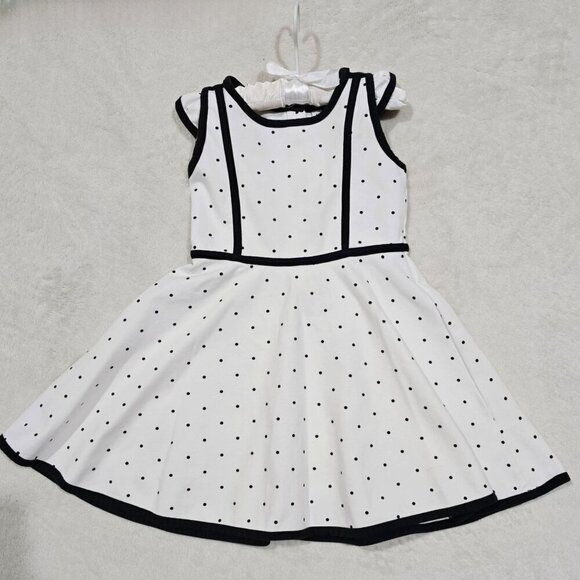 Janie & Jack ✦ Girls Dress 4 ✦ White Black Polka Dot Sleeveless Trim Party EUC - Picture 9 of 13
